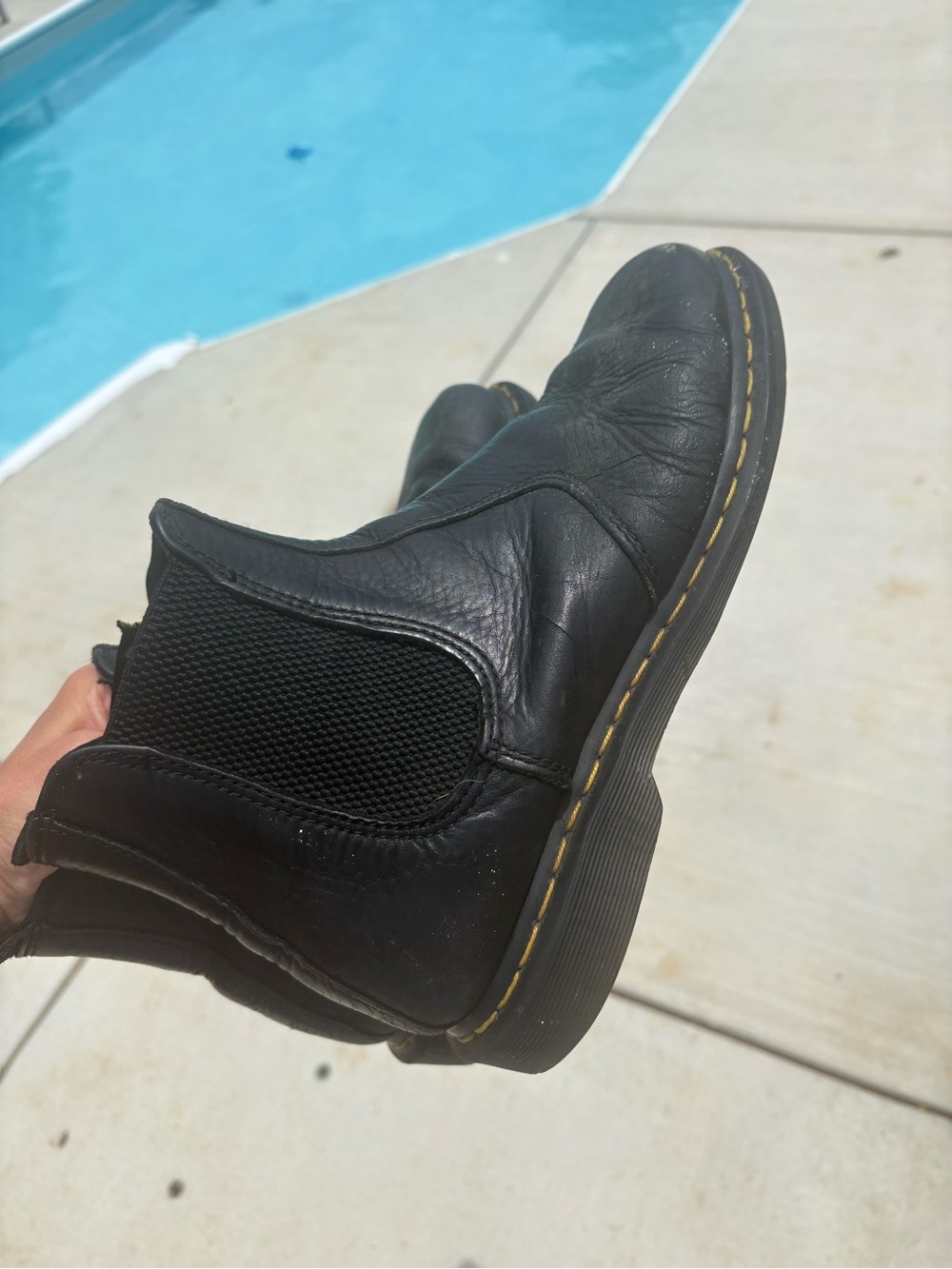 Dr. Martens Black Leather Chukka Boot with Yellow Welt Stitching